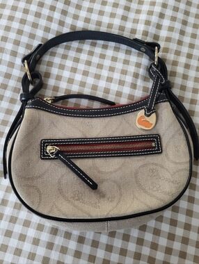 Vintage Y2K Dooney & Bourke Signature Heart Canvas Hobo / Shoulder Bag